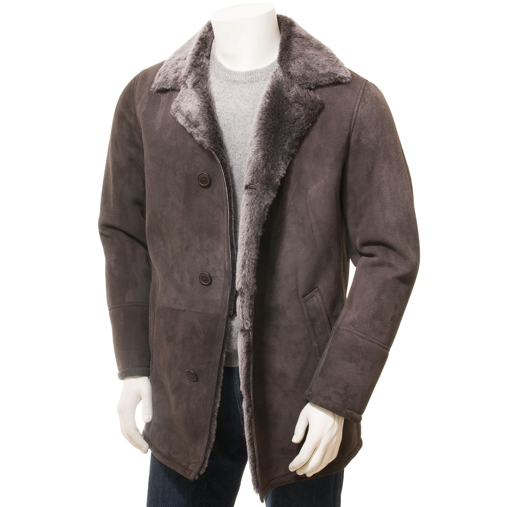 MEN'S BROWN SHEEP SHEARLING COAT: GHENT-1