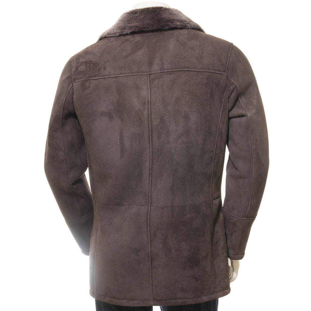 MEN'S BROWN SHEEP SHEARLING COAT: GHENT-4