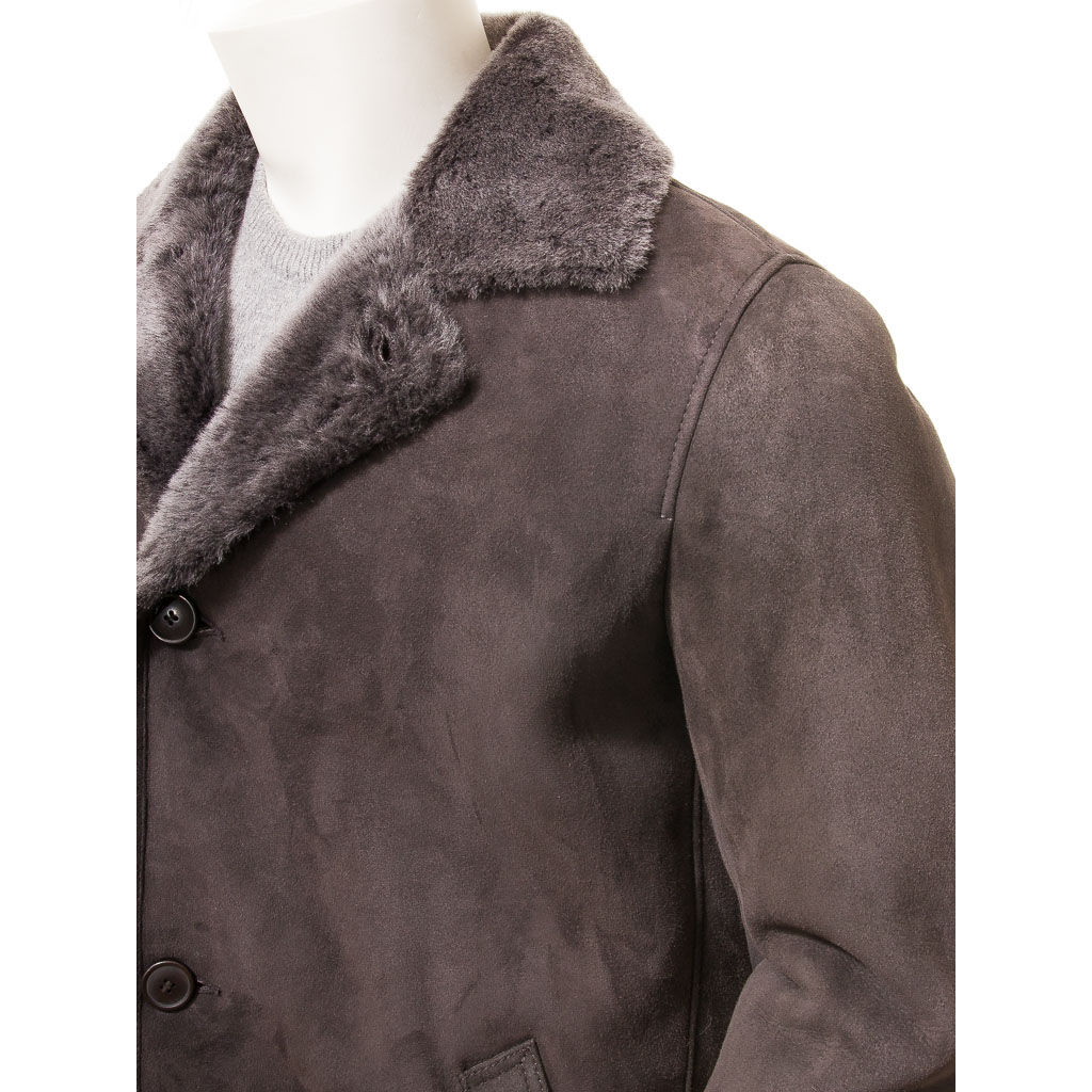 MEN'S BROWN SHEEP SHEARLING COAT: GHENT-3