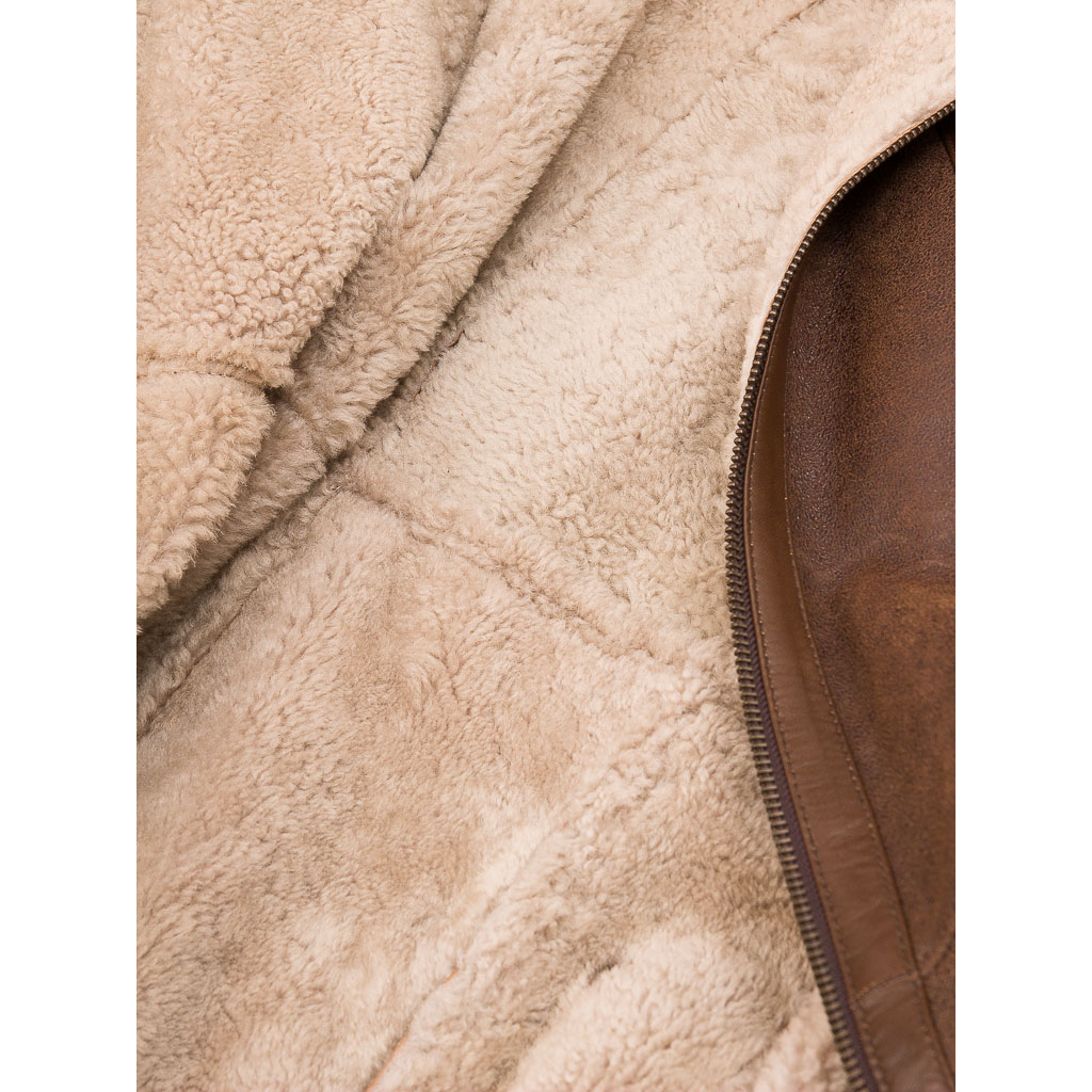 MEN'S BROWN SHEEPSKIN TRENCH COAT: GORHAM-3