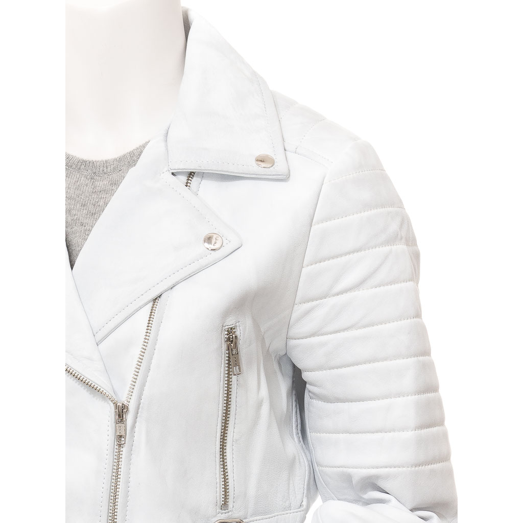 WOMEN'S WHITE LEATHER BIKER JACKET: ANGELICA-2