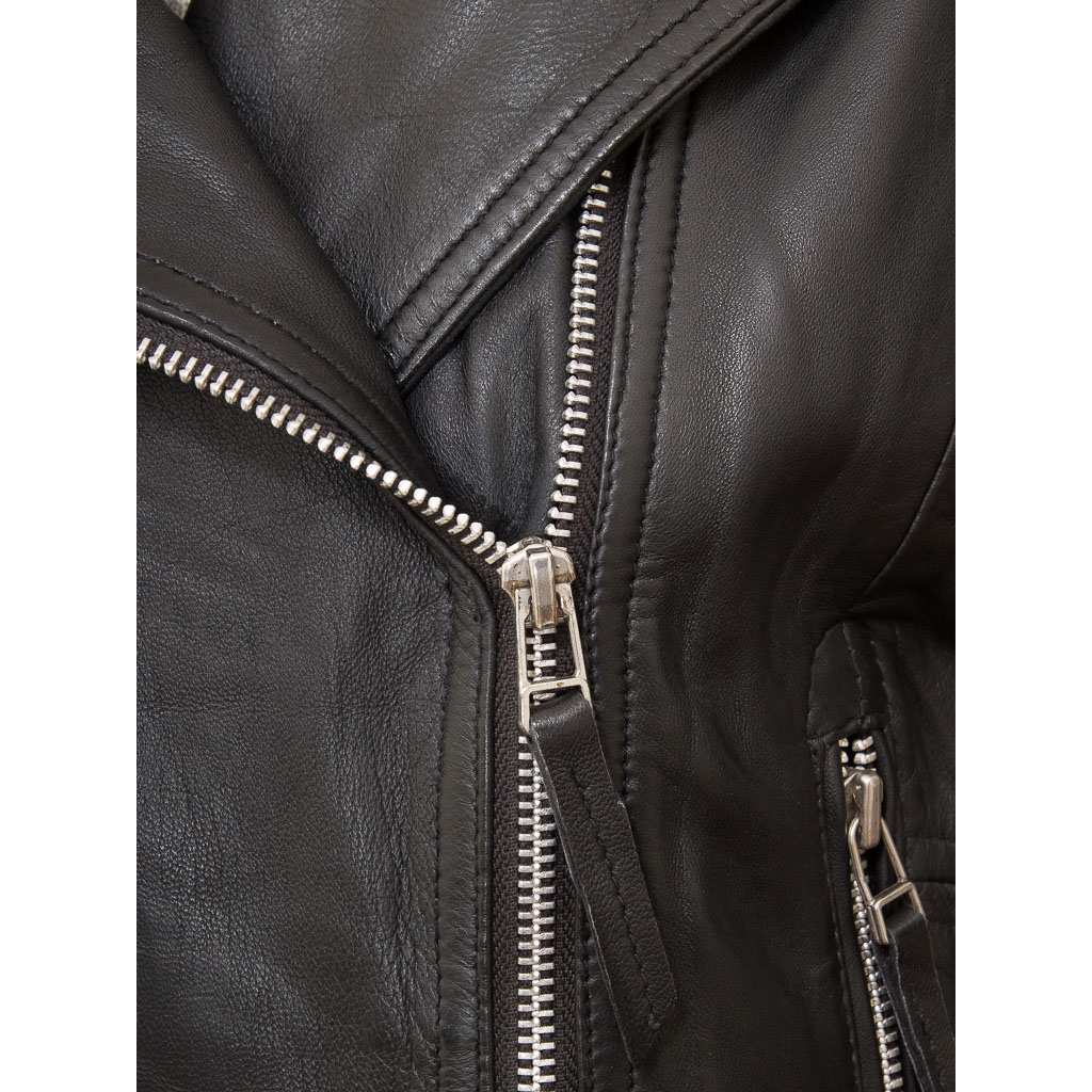 WOMEN'S BLACK LEATHER BIKER JACKET: INGLIS-3