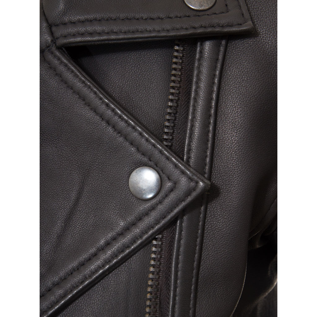 WOMEN'S BLACK LEATHER BIKER JACKET: LANTANA-3