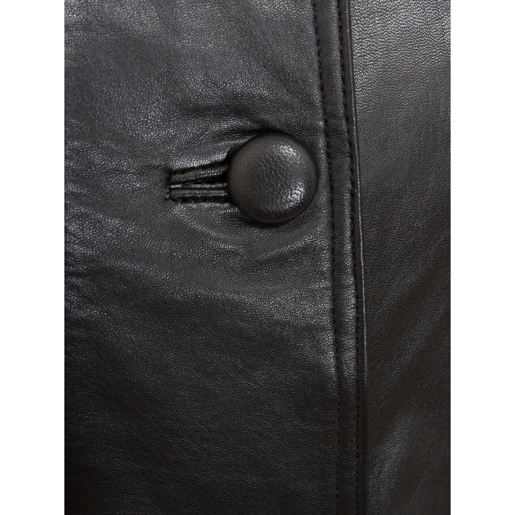 WOMEN'S CLASSIC BLACK LEATHER COAT: LYNN HAVEN-2