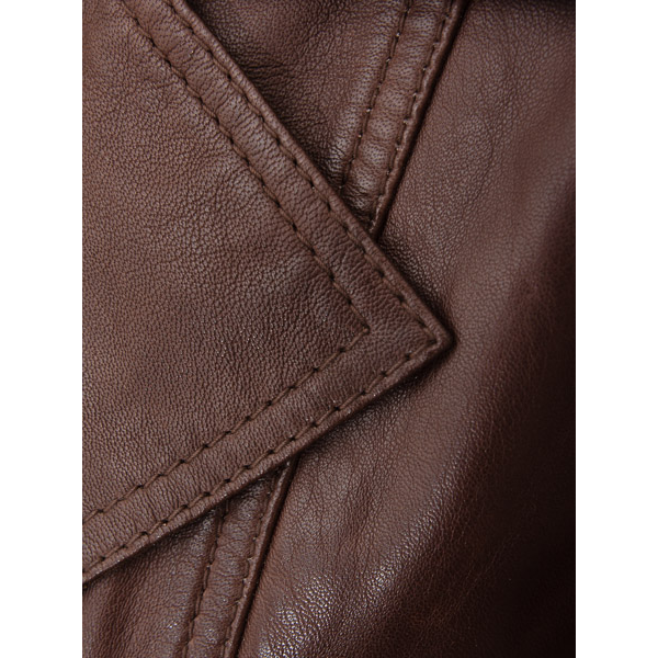 WOMEN'S BROWN SHEEP LEATHER COAT: LEESBURG-2