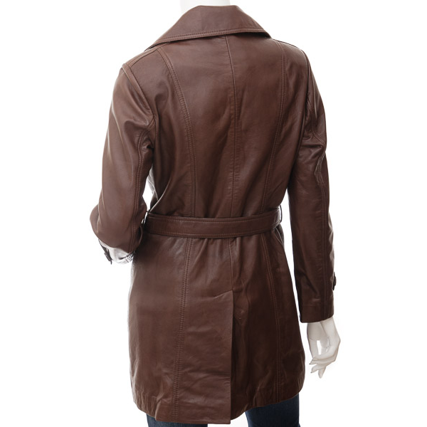 WOMEN'S BROWN SHEEP LEATHER COAT: LEESBURG-3