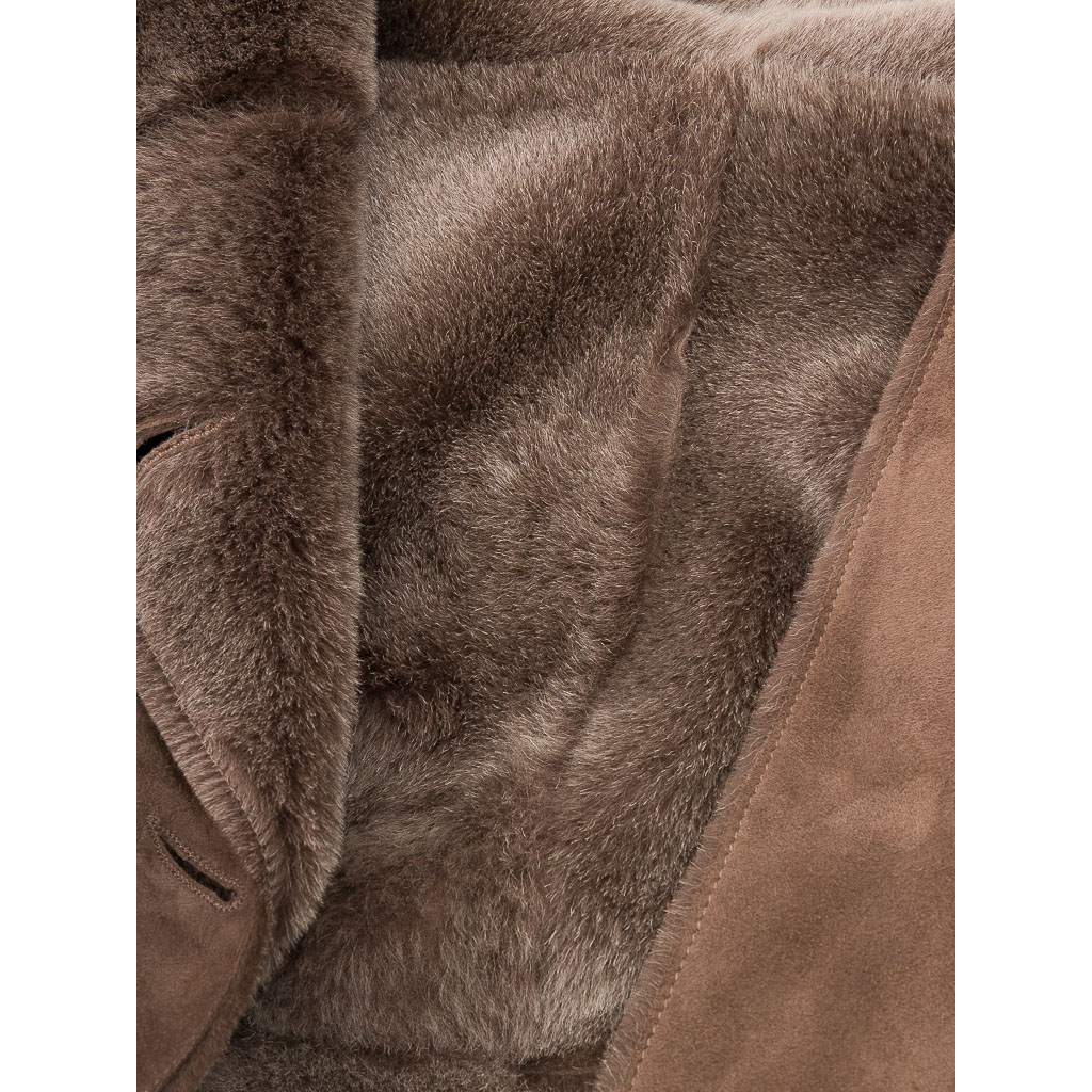 WOMEN'S BROWN TOSCANA SHEARLING COAT: LUBBOCK-4