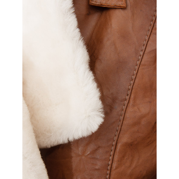 WOMEN'S TAN SHEEPSKIN SHEARLING JACKET: ROSENBERG-2