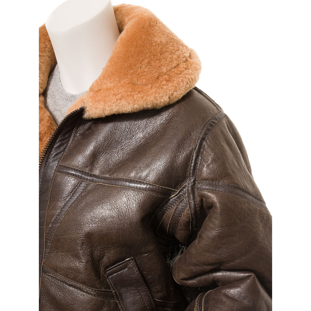 WOMEN'S BROWN AND GINGER SHEEPSKIN JACKET: CLEBURNE-2