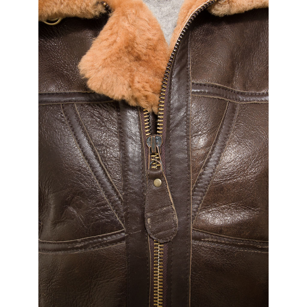 WOMEN'S BROWN AND GINGER SHEEPSKIN JACKET: CLEBURNE-3