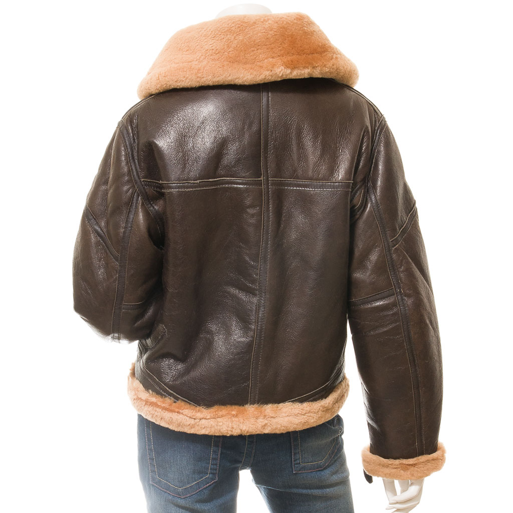 WOMEN'S BROWN AND GINGER SHEEPSKIN JACKET: CLEBURNE-4