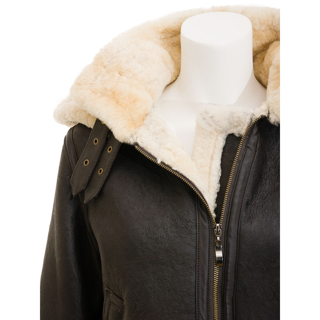 WOMEN'S BROWN SHEEPSKIN SHEARLING JACKET: MELISSA-1