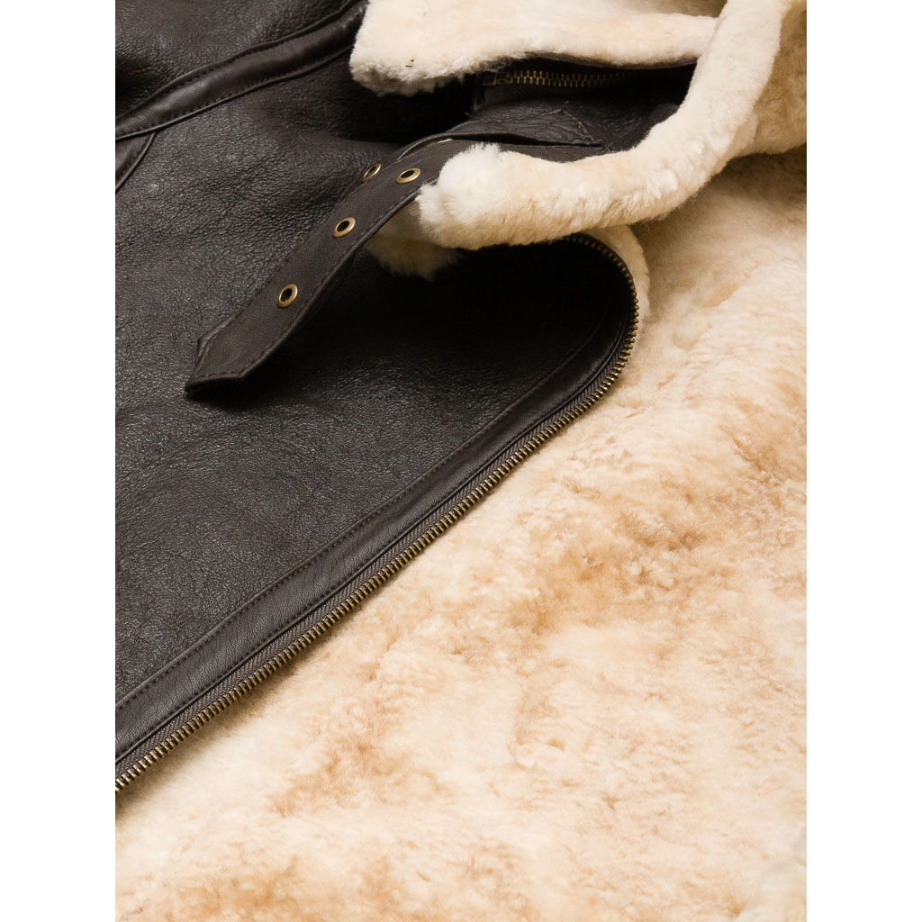 WOMEN'S BROWN SHEEPSKIN SHEARLING JACKET: MELISSA-4