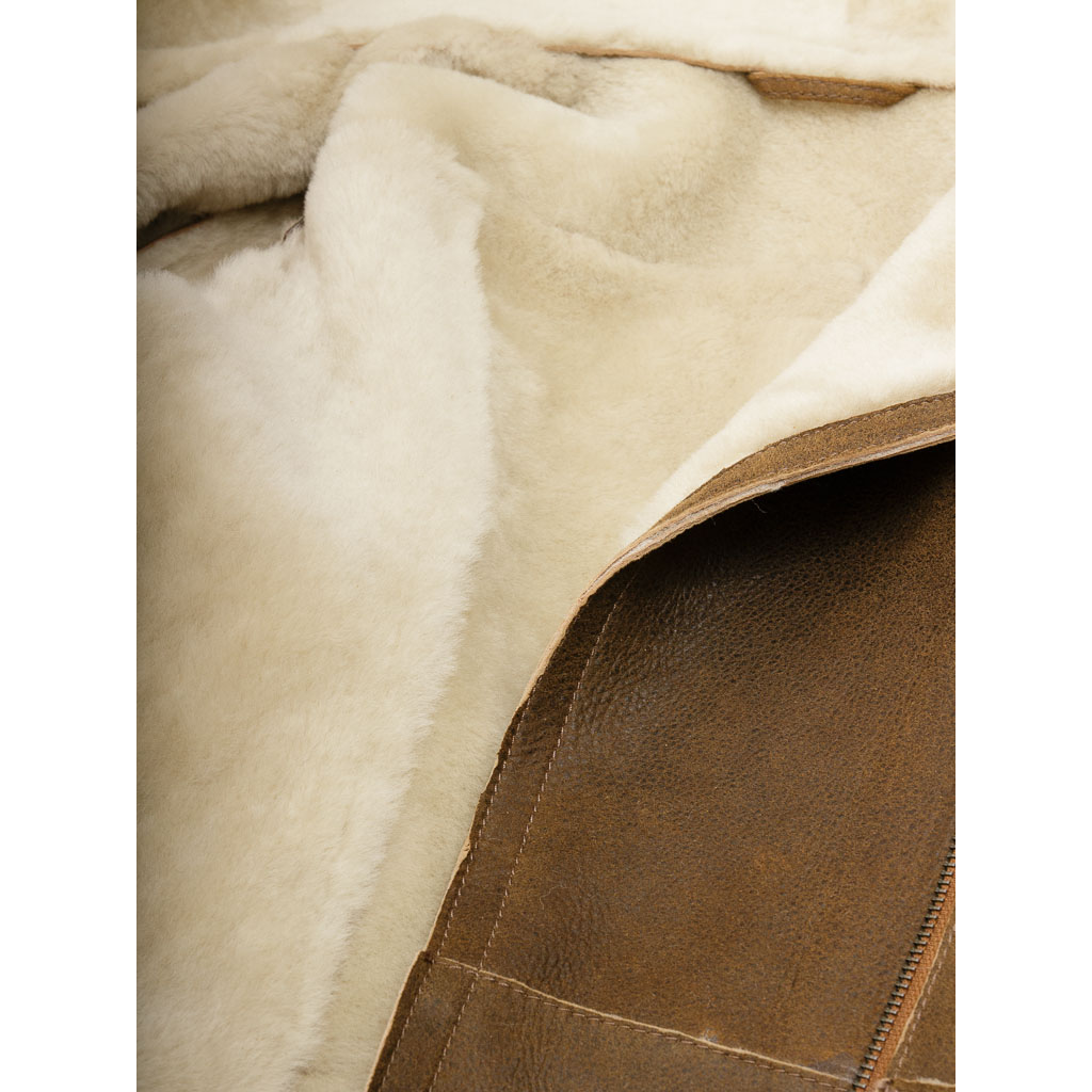 WOMEN'S TAN BIKER SHEEPSKIN LEATHER JACKET: PROSPER-3