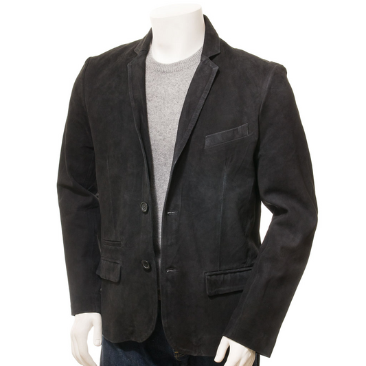 MEN'S BLACK CLASSIC SUEDE BLAZER: TYLER-0