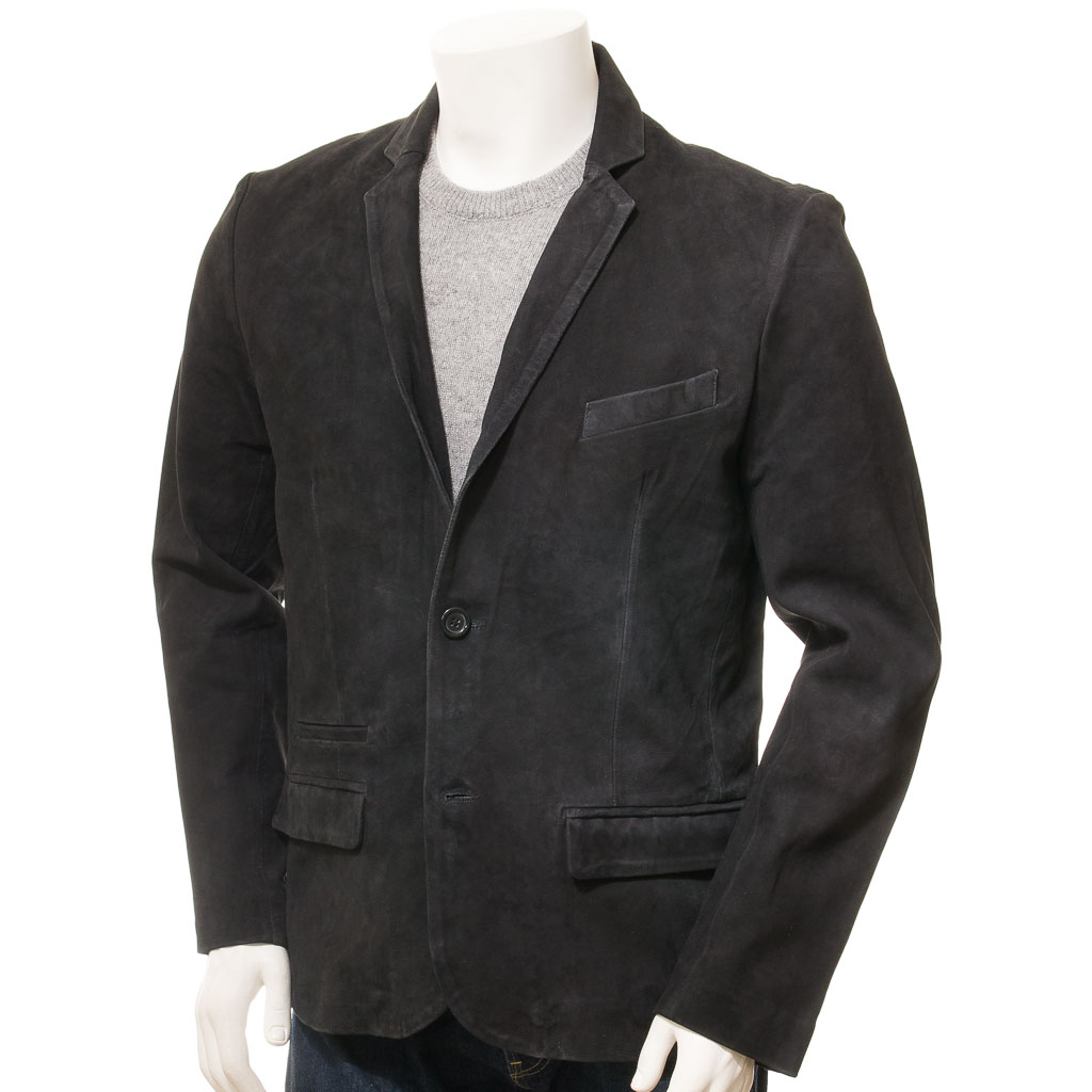 MEN'S BLACK CLASSIC SUEDE BLAZER: TYLER-1