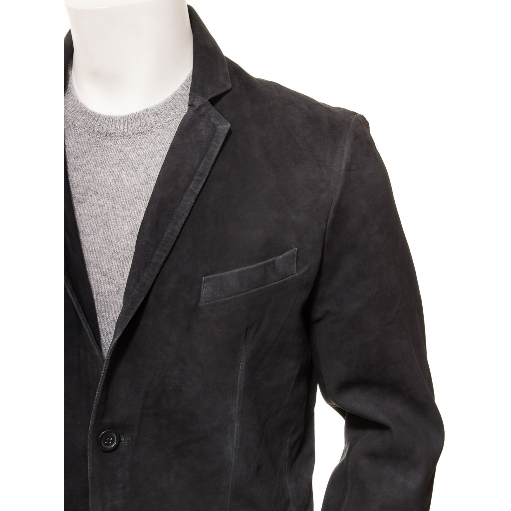 MEN'S BLACK CLASSIC SUEDE BLAZER: TYLER-2