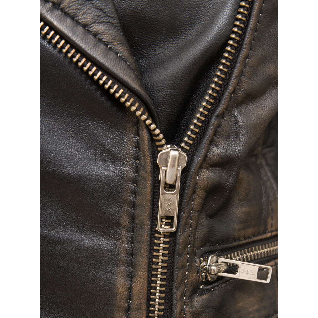 WOMEN'S VINTAGE LEATHER BIKER JACKET: ELBA-4