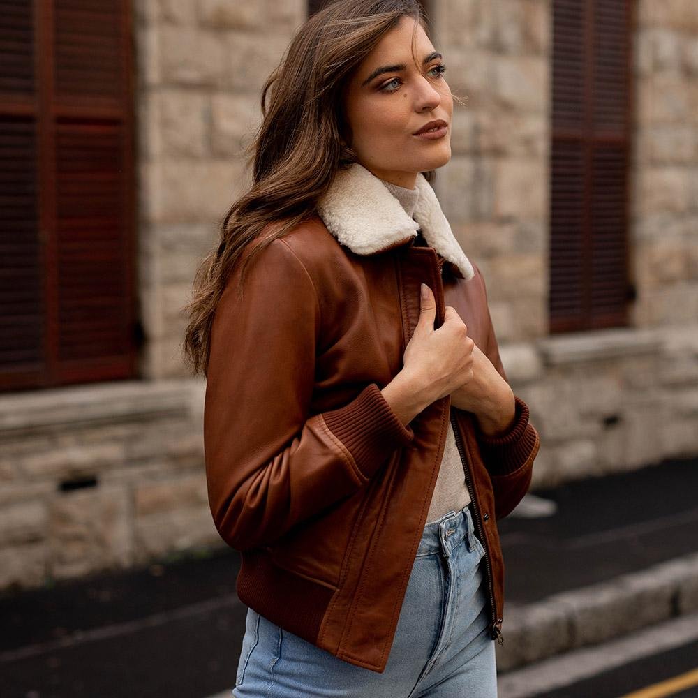 Amanda Bomber Jacket, Chestnut-4