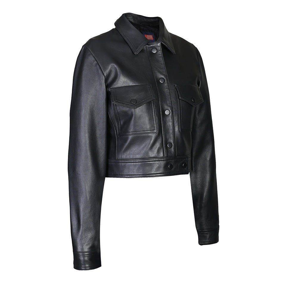 Milwaukee Sheep Nappa Moto Cropped Leather Jacket-1