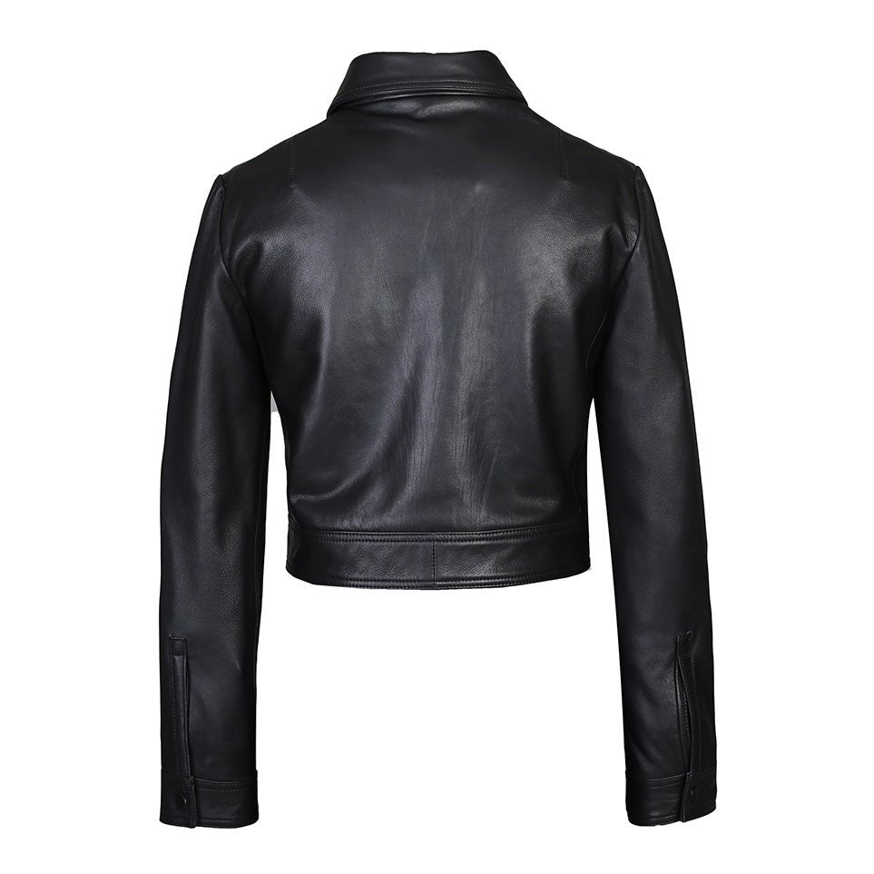 Milwaukee Sheep Nappa Moto Cropped Leather Jacket-3