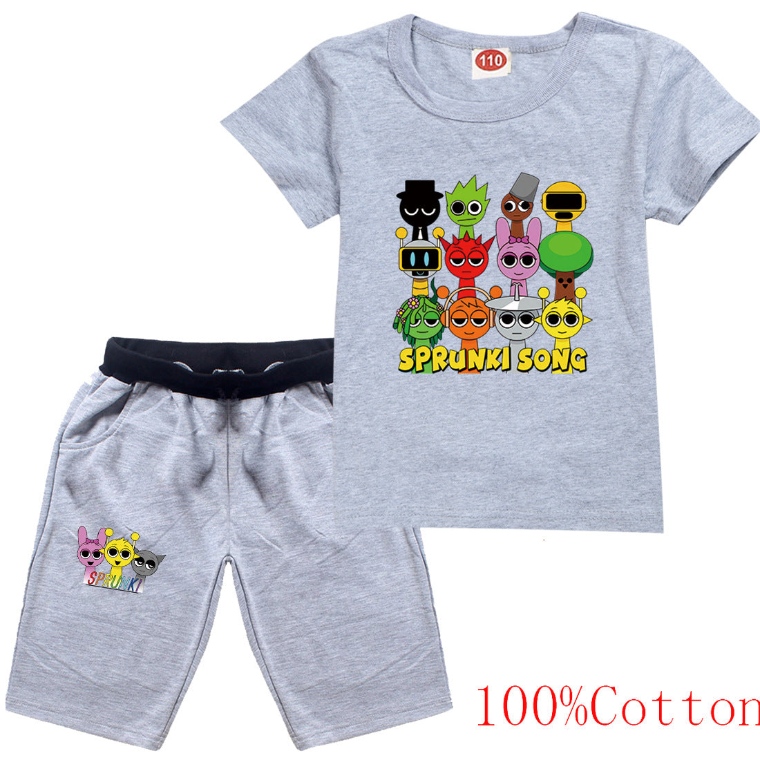 Sprunki Cartoon Clothes Sets New Summer Kids  Game Incredibox T-shirts Shorts Two-piece Set Baby Boys Tracksuit Girls Outfits