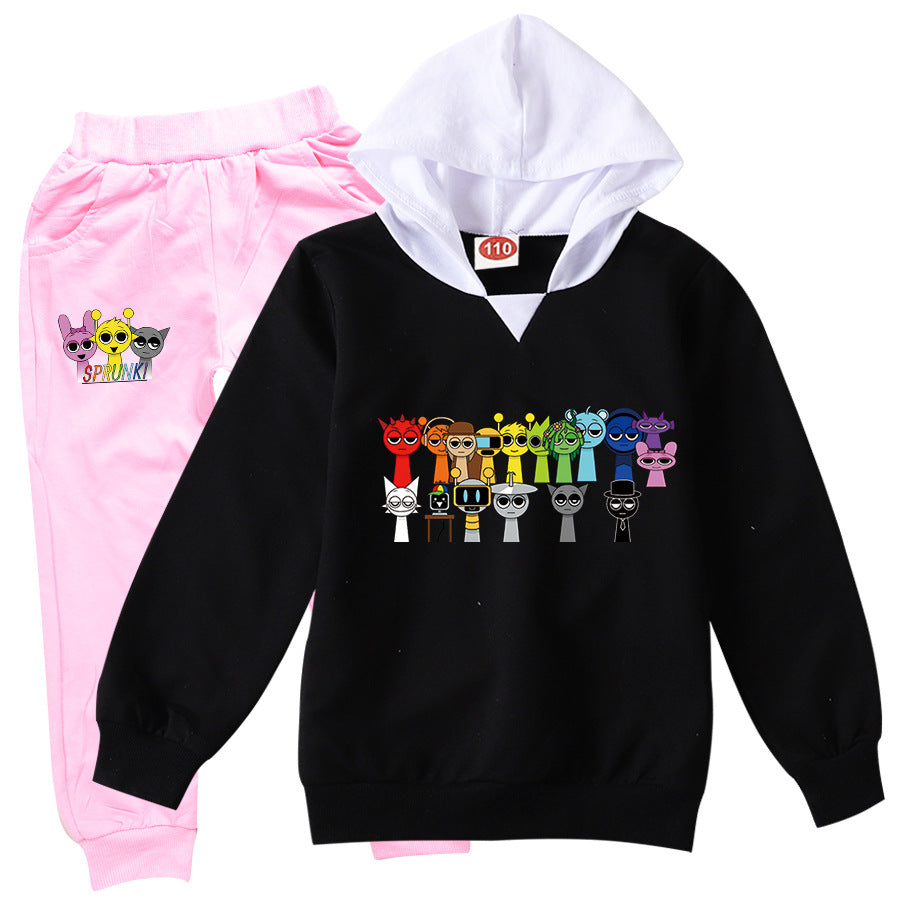 Children Clothing Boys Cute Sprunki Tracksuits Kids Cartoon Print Sport Suits Girls Hoodies Long Sleeve Tops+Pants 2pcs Sets