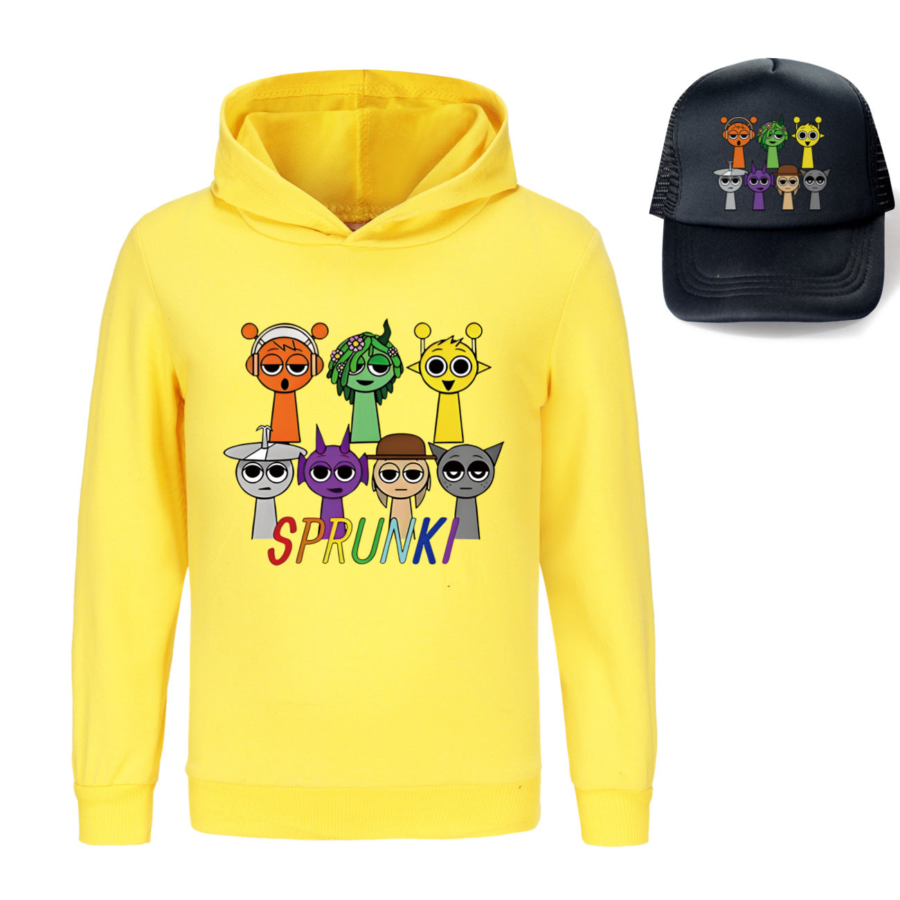 Sprunki Incredibox  Game  Tag Clothes Kids Hooded Sweater Shirt Hat Boys Cotton Girls Fashion Clothes Toddler Long Sleeve Tops