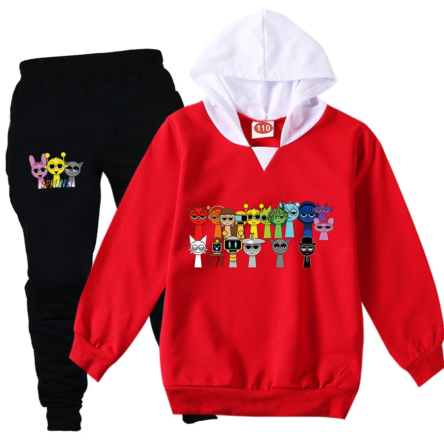 Children Clothing Boys Cute Sprunki Tracksuits Kids Cartoon Print Sport Suits Girls Hoodies Long Sleeve Tops+Pants 2pcs Sets