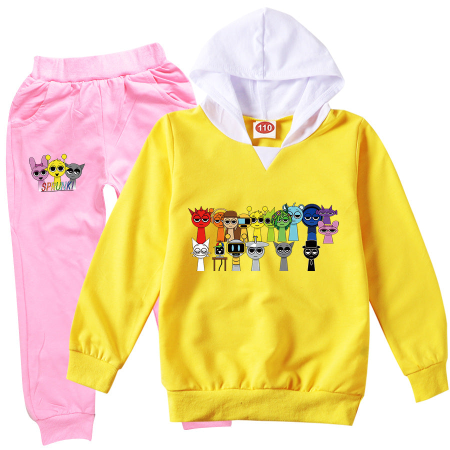 Children Clothing Boys Cute Sprunki Tracksuits Kids Cartoon Print Sport Suits Girls Hoodies Long Sleeve Tops+Pants 2pcs Sets