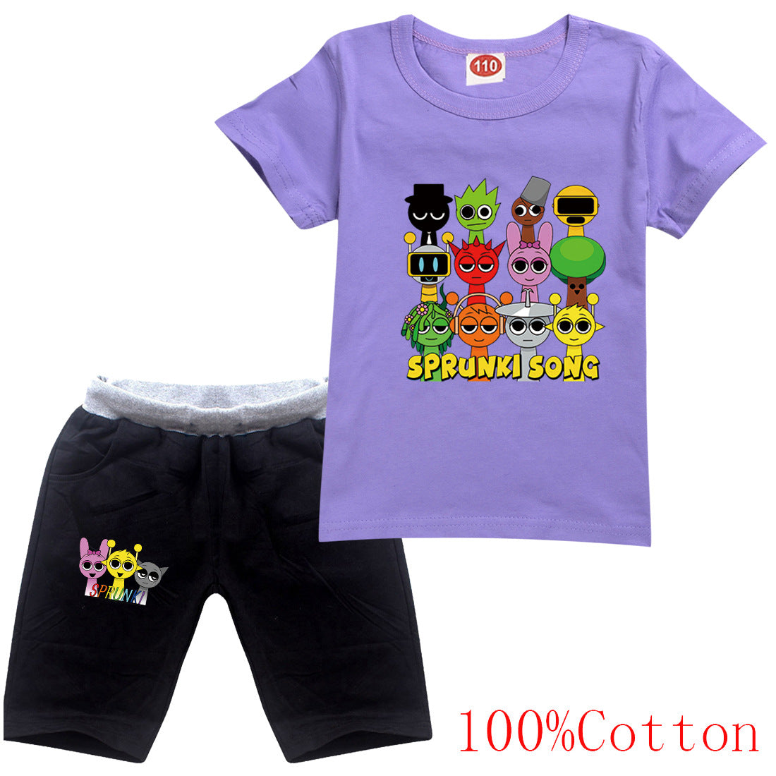 Sprunki Cartoon Clothes Sets New Summer Kids  Game Incredibox T-shirts Shorts Two-piece Set Baby Boys Tracksuit Girls Outfits