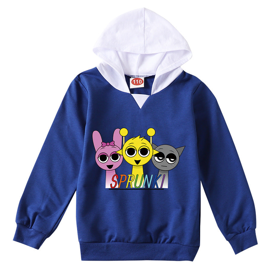 Cute Sprunki Cartoon Hoodie Kids Game Incredibox Hooded Sweatshirts Teen Boys Long Sleeve Clothes Baby Girls Casual Outerwear