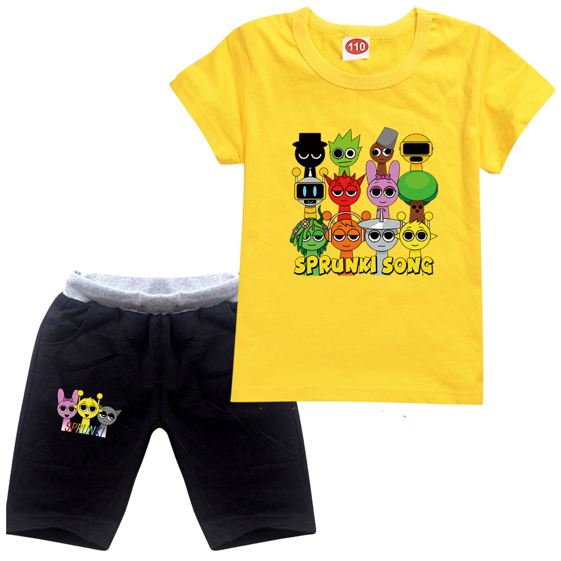 Sprunki Cartoon Clothes Sets New Summer Kids  Game Incredibox T-shirts Shorts Two-piece Set Baby Boys Tracksuit Girls Outfits