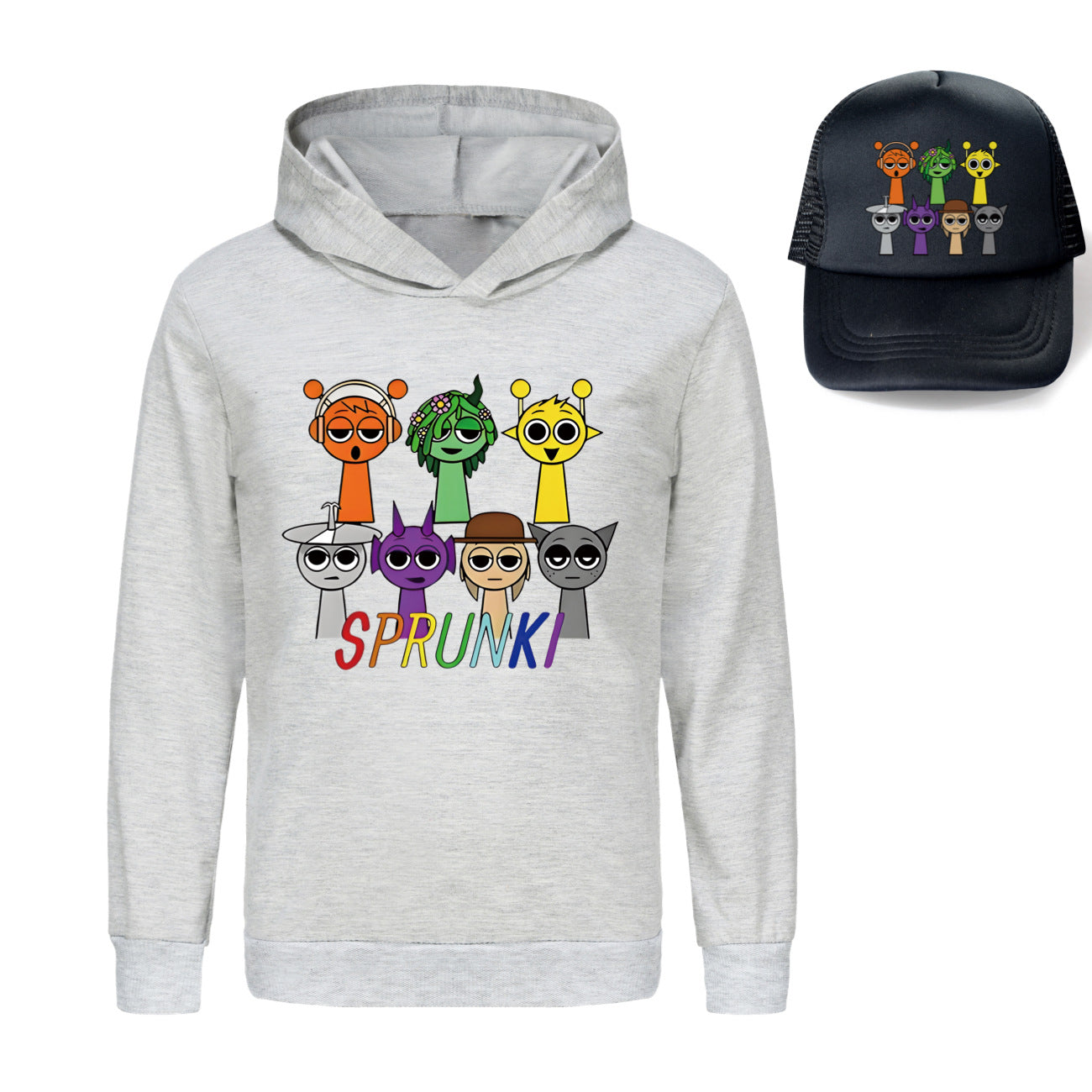 Sprunki Incredibox  Game  Tag Clothes Kids Hooded Sweater Shirt Hat Boys Cotton Girls Fashion Clothes Toddler Long Sleeve Tops