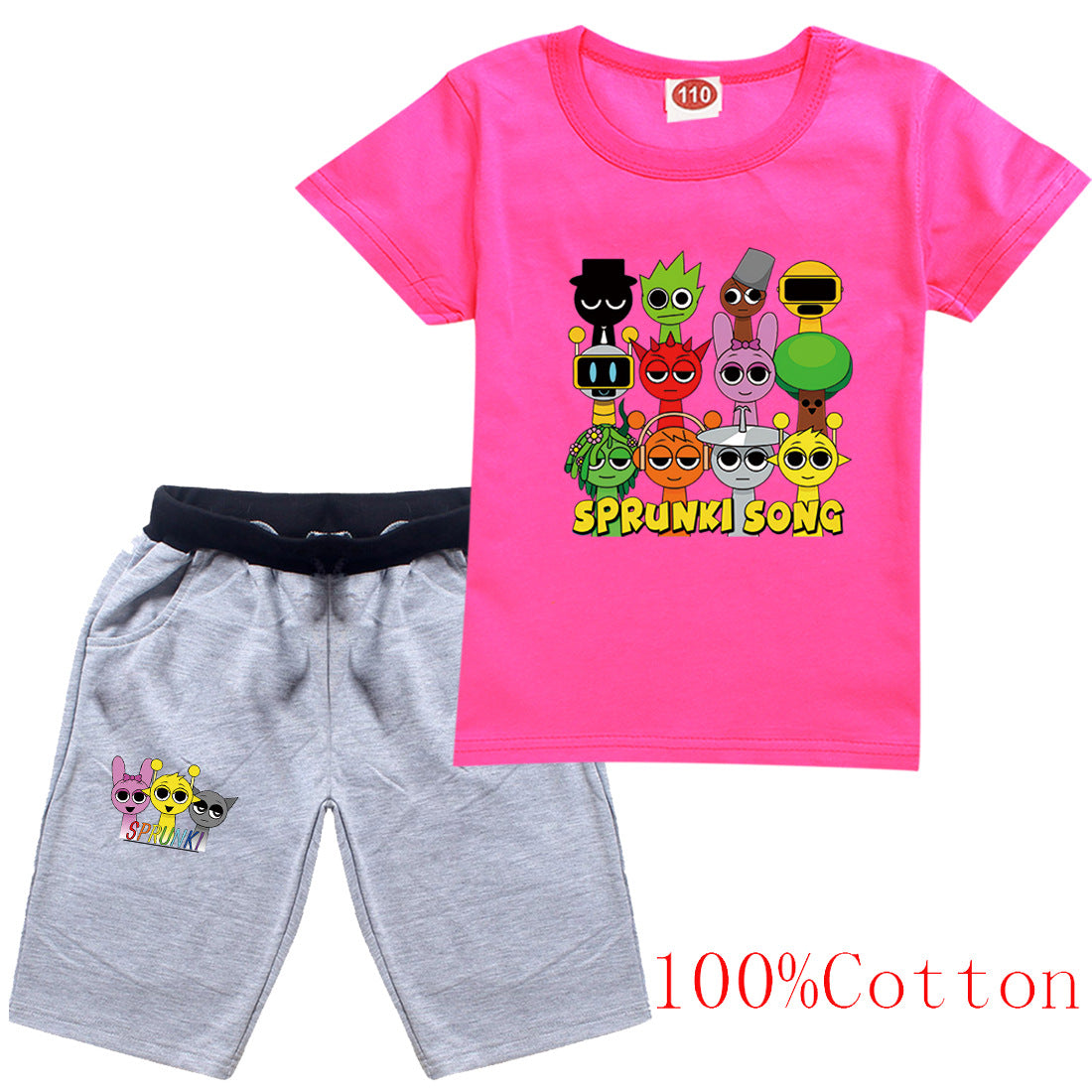 Sprunki Cartoon Clothes Sets New Summer Kids  Game Incredibox T-shirts Shorts Two-piece Set Baby Boys Tracksuit Girls Outfits