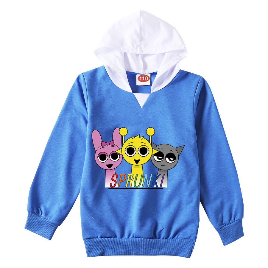 Cute Sprunki Cartoon Hoodie Kids Game Incredibox Hooded Sweatshirts Teen Boys Long Sleeve Clothes Baby Girls Casual Outerwear