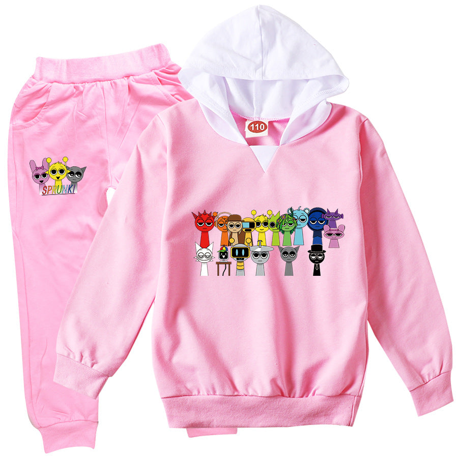 Children Clothing Boys Cute Sprunki Tracksuits Kids Cartoon Print Sport Suits Girls Hoodies Long Sleeve Tops+Pants 2pcs Sets