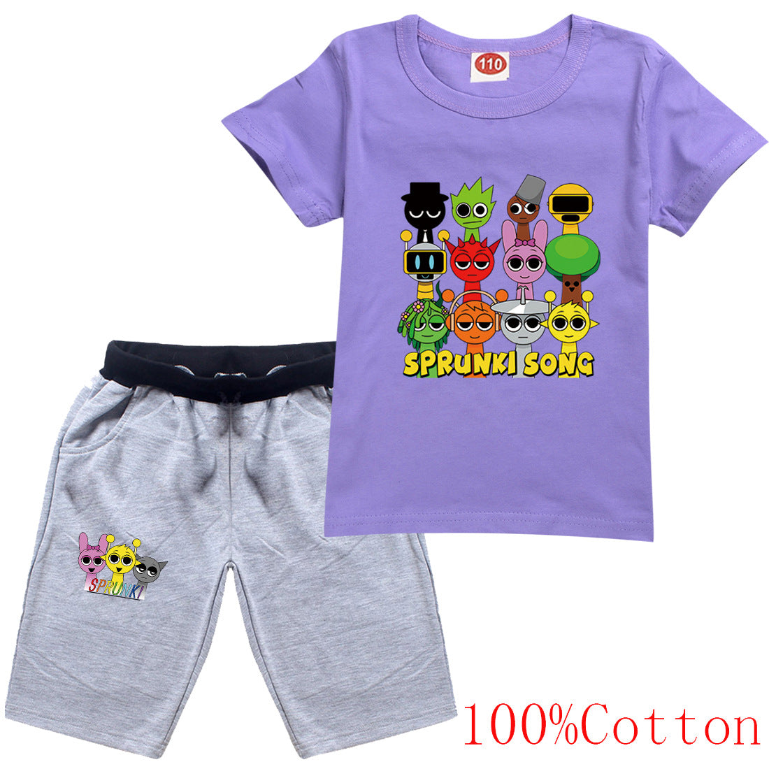 Sprunki Cartoon Clothes Sets New Summer Kids  Game Incredibox T-shirts Shorts Two-piece Set Baby Boys Tracksuit Girls Outfits