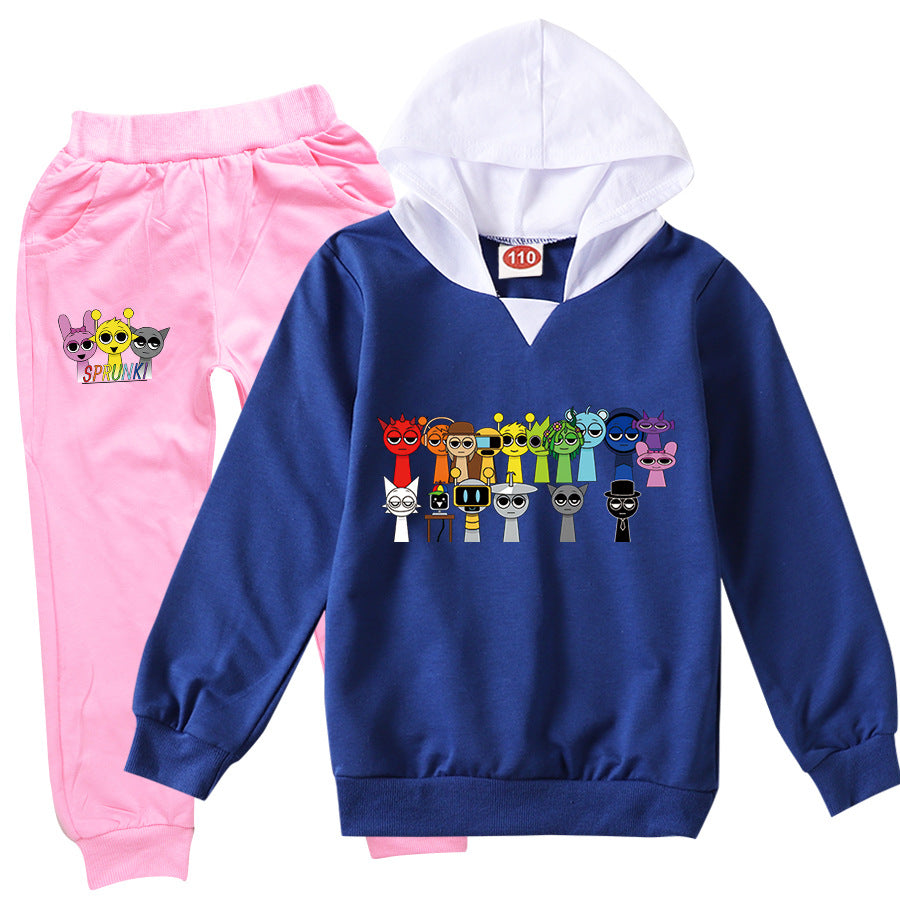 Children Clothing Boys Cute Sprunki Tracksuits Kids Cartoon Print Sport Suits Girls Hoodies Long Sleeve Tops+Pants 2pcs Sets