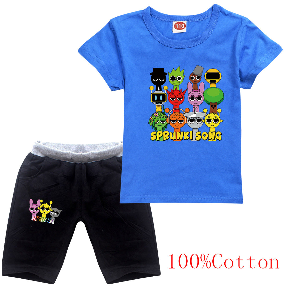 Sprunki Cartoon Clothes Sets New Summer Kids  Game Incredibox T-shirts Shorts Two-piece Set Baby Boys Tracksuit Girls Outfits