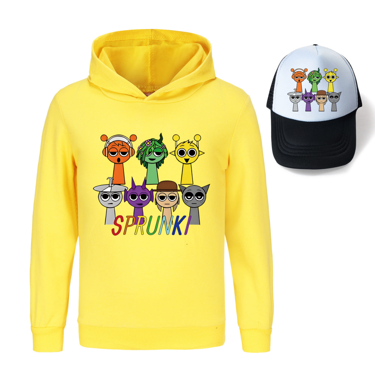 Sprunki Incredibox  Game  Tag Clothes Kids Hooded Sweater Shirt Hat Boys Cotton Girls Fashion Clothes Toddler Long Sleeve Tops