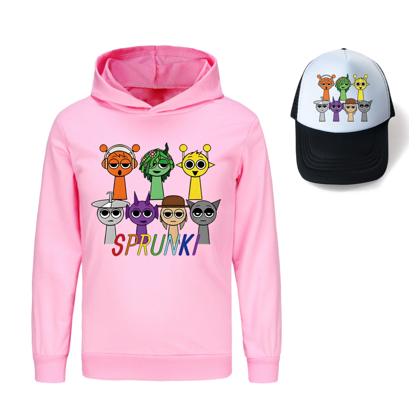 Sprunki Incredibox  Game  Tag Clothes Kids Hooded Sweater Shirt Hat Boys Cotton Girls Fashion Clothes Toddler Long Sleeve Tops