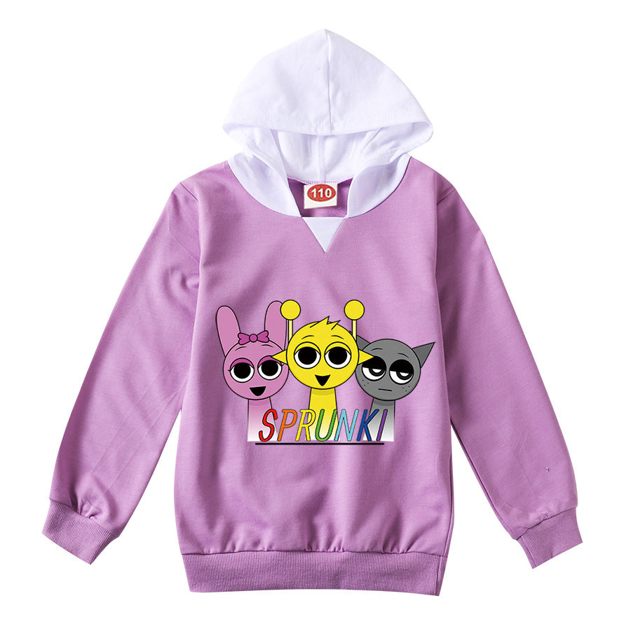 Cute Sprunki Cartoon Hoodie Kids Game Incredibox Hooded Sweatshirts Teen Boys Long Sleeve Clothes Baby Girls Casual Outerwear