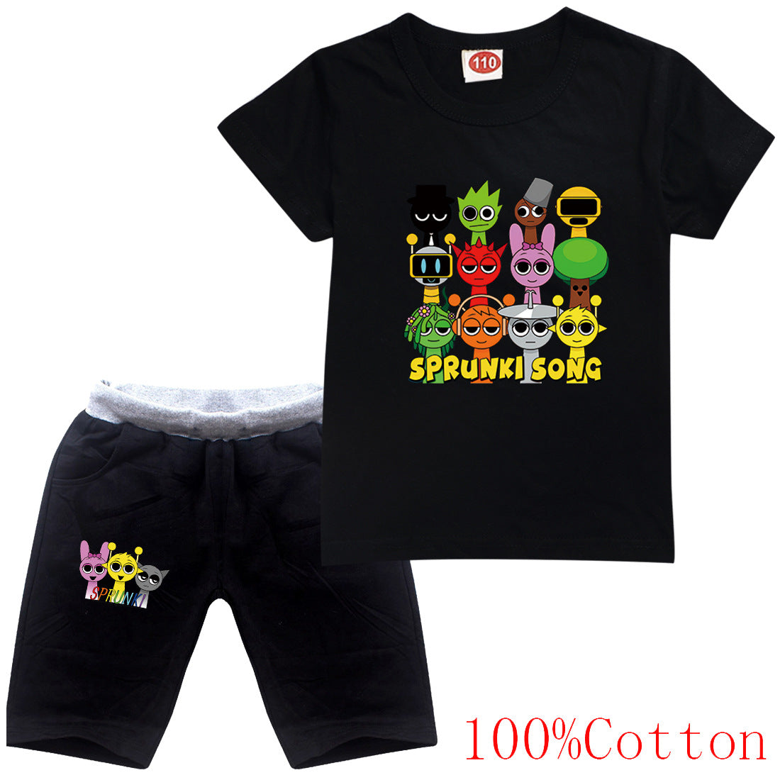 Sprunki Cartoon Clothes Sets New Summer Kids  Game Incredibox T-shirts Shorts Two-piece Set Baby Boys Tracksuit Girls Outfits