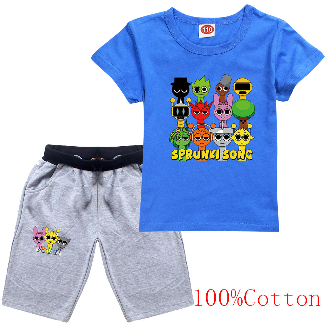 Sprunki Cartoon Clothes Sets New Summer Kids  Game Incredibox T-shirts Shorts Two-piece Set Baby Boys Tracksuit Girls Outfits