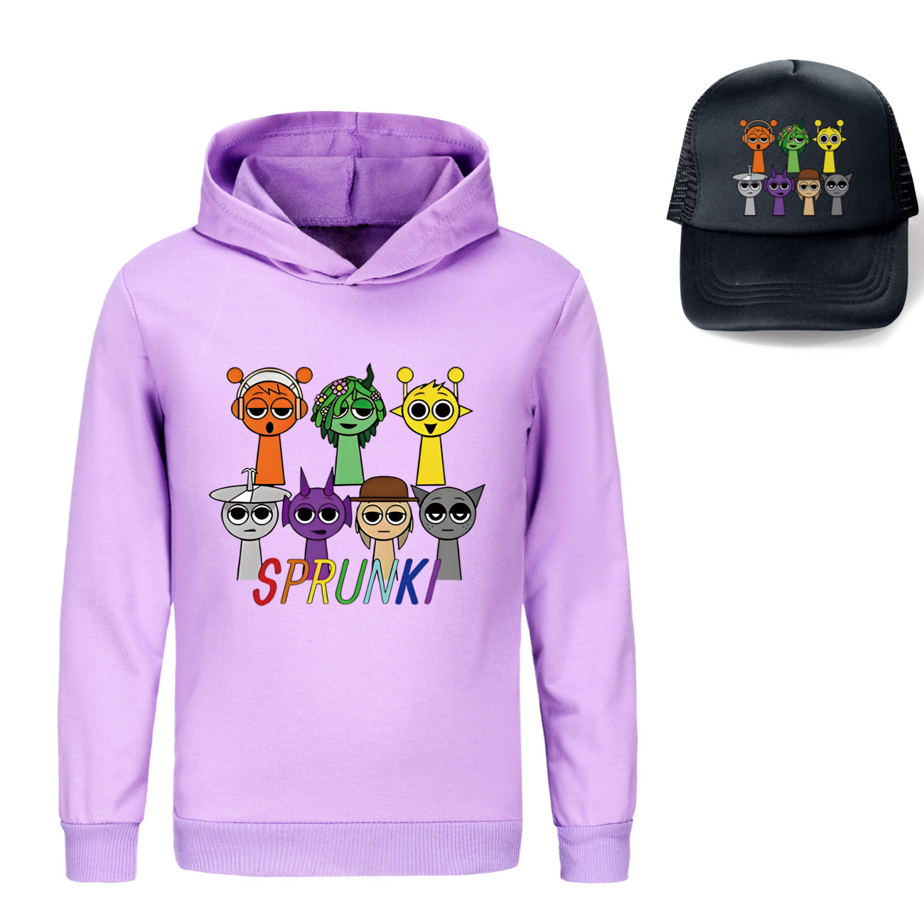 Sprunki Incredibox  Game  Tag Clothes Kids Hooded Sweater Shirt Hat Boys Cotton Girls Fashion Clothes Toddler Long Sleeve Tops