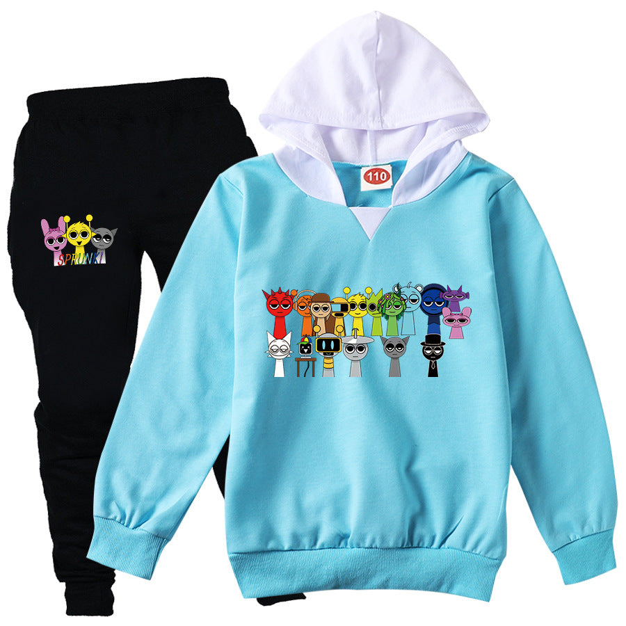 Children Clothing Boys Cute Sprunki Tracksuits Kids Cartoon Print Sport Suits Girls Hoodies Long Sleeve Tops+Pants 2pcs Sets