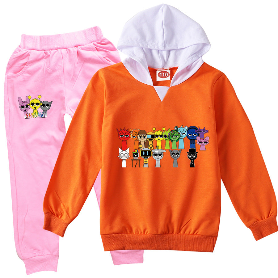 Children Clothing Boys Cute Sprunki Tracksuits Kids Cartoon Print Sport Suits Girls Hoodies Long Sleeve Tops+Pants 2pcs Sets