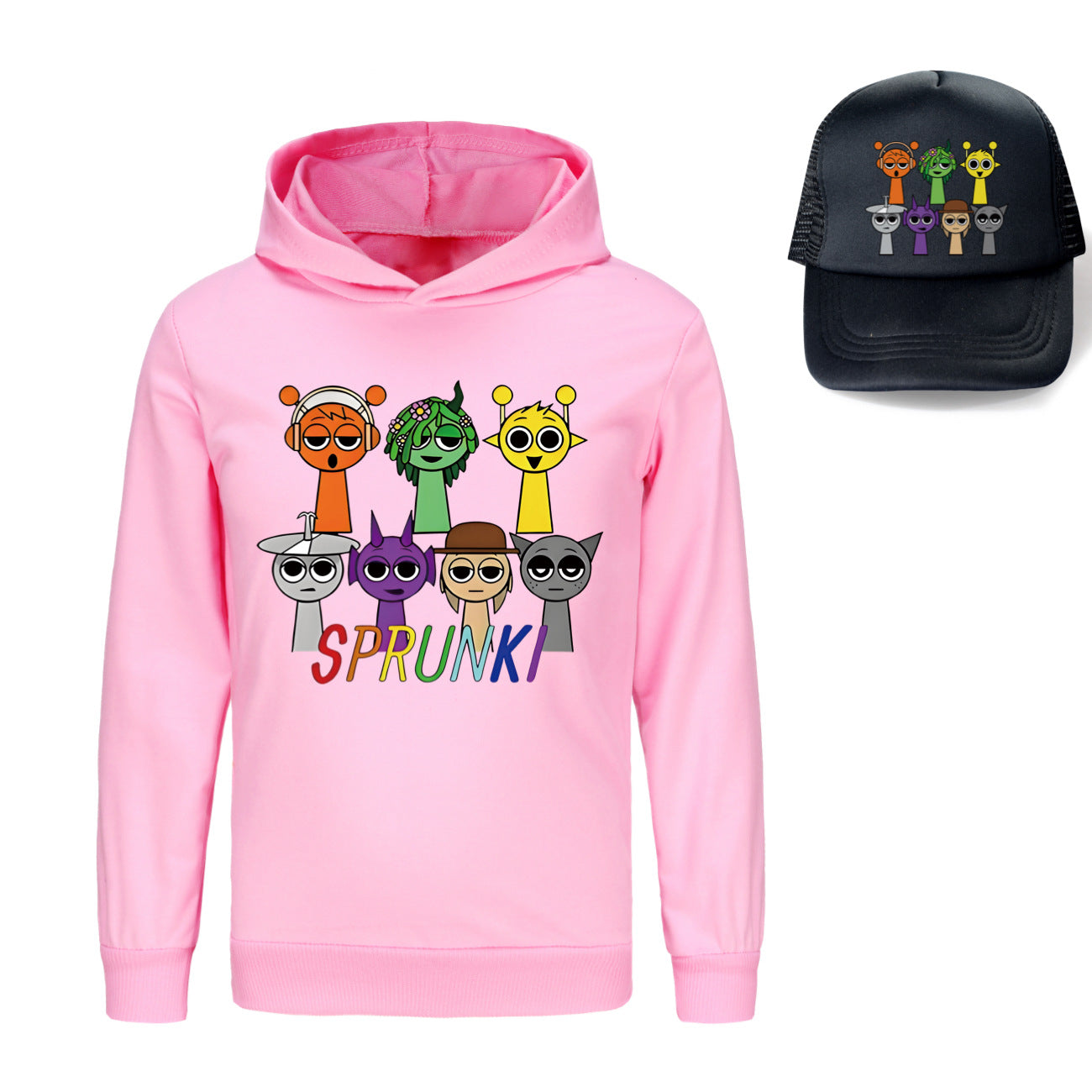 Sprunki Incredibox  Game  Tag Clothes Kids Hooded Sweater Shirt Hat Boys Cotton Girls Fashion Clothes Toddler Long Sleeve Tops