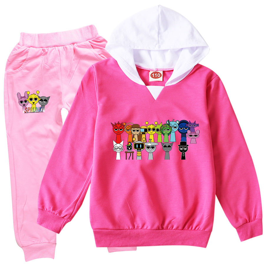 Children Clothing Boys Cute Sprunki Tracksuits Kids Cartoon Print Sport Suits Girls Hoodies Long Sleeve Tops+Pants 2pcs Sets